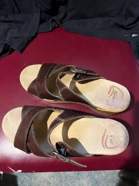 Dansko Brown Leather Clog Sandals